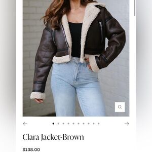 LARA Brown Teddy Jacket with Cream Trim